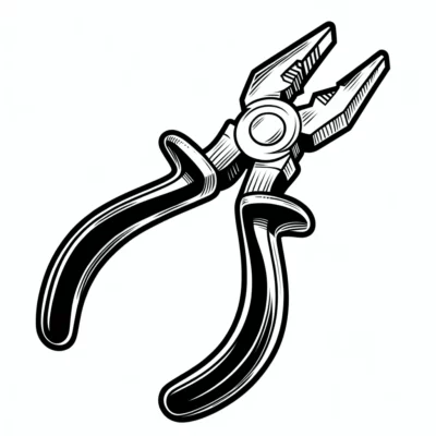 Black and white illustration of pliers.