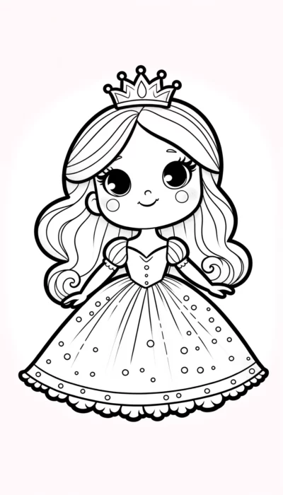 Un dibujo para colorear de princesa con tiara.
