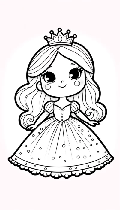 A princess coloring page with a tiara.