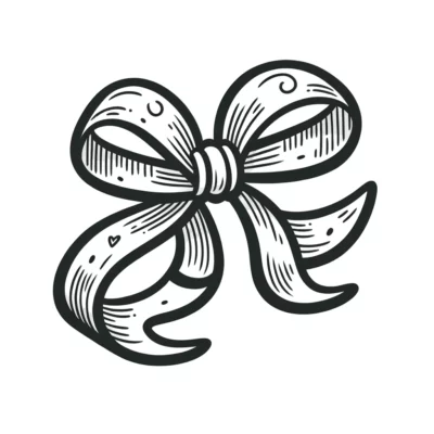 Illustration of a decorative ribbon bow with patterned details.