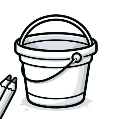 Illustration of a bucket with a hand-drawn style appearance.