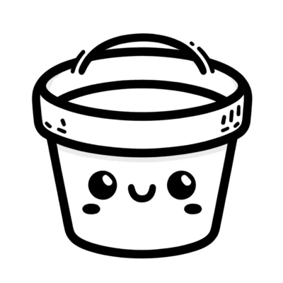 Illustration of a cute, smiling bucket with a face.
