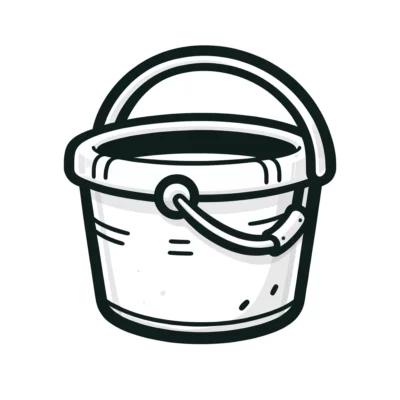 Illustration of an empty bucket with a handle.