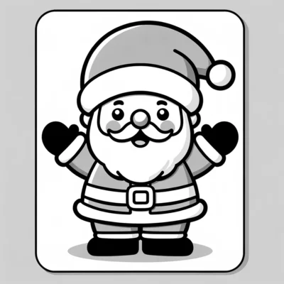A black and white santa claus coloring page.