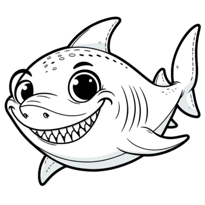 A cartoon shark on a white background.