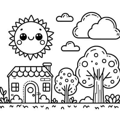 Kawaii house coloring pages.