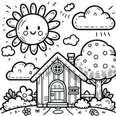 Doodle house coloring page.