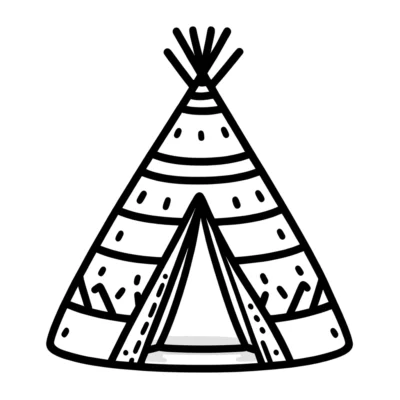 A black and white teepee on a white background.