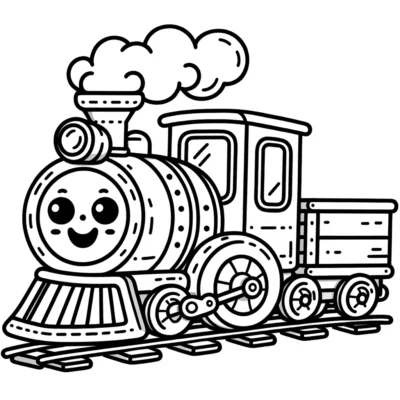 A cartoon train coloring page.