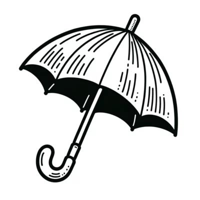 Una ilustración en blanco y negro de un paraguas.