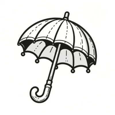 Un dibujo en blanco y negro de un paraguas.