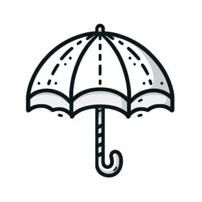 Un icono de paraguas sobre un fondo blanco.
