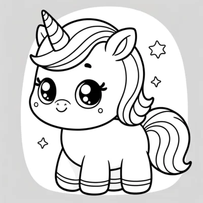 Una linda página para colorear de unicornio para niños.