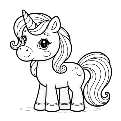 A cute unicorn coloring page.