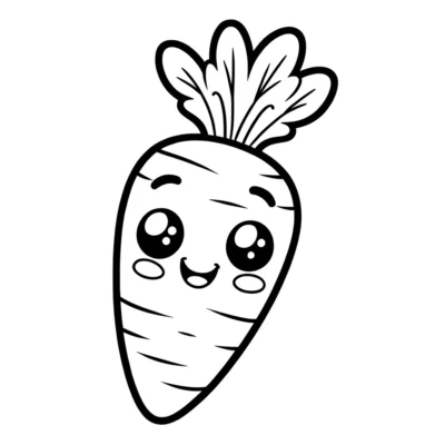 A cartoon carrot coloring page.