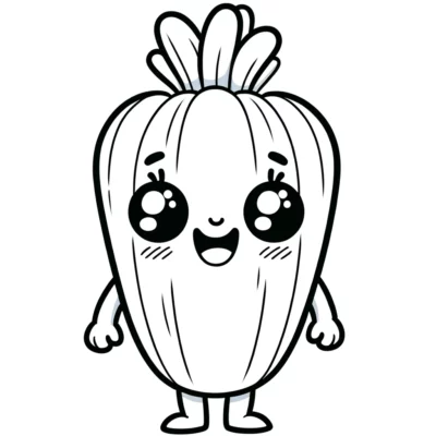 A cartoon vegetable with eyes and a smile.